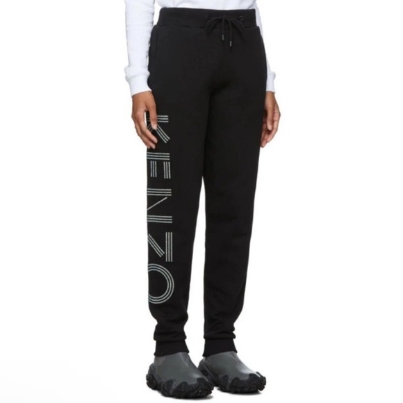 Kenzo Dark Gray Sweatpants with Green Logo